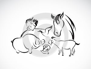 Vector farm animal set on white background