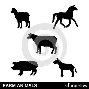 Vector Farm Animals Silhouettes