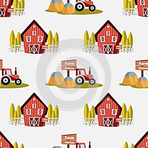 Vector farm illustration. Vector seamless pattern
