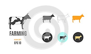 Vector farming infographic template. Color cow icon for your illustration or presentation