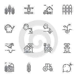 Vector farming line icon set isolated. Agriculture