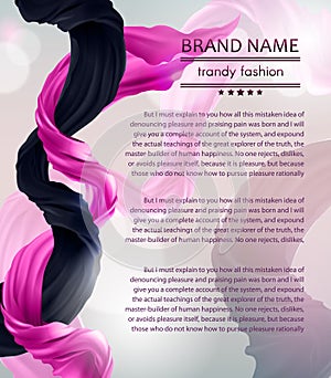 Vector fashion banner with flying silk fabric