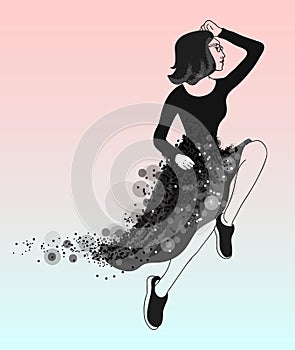Vector fashionable girl on a gradient background