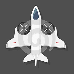 Vector fast airplane illustration plane top view trip and aircraft transportation travel design object.