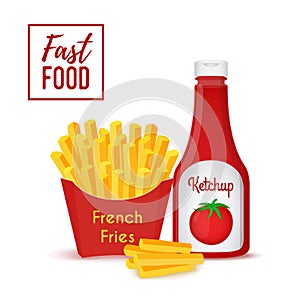 Vector fast food collection - fries and ketchup