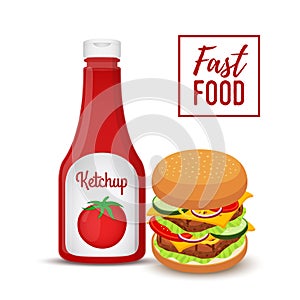 Vector fast food collection - hamburger and ketchup