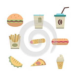 Vector fast food icons set