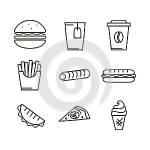 Vector fast food icons set