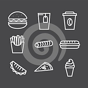 Vector fast food icons set