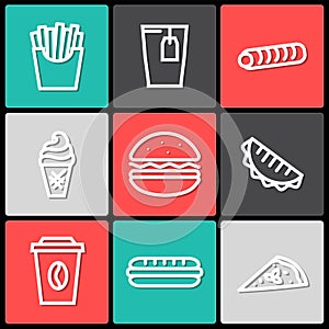 Vector fast food icons set