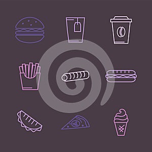 Vector fast food icons set