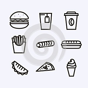 Vector fast food icons set