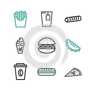 Vector fast food icons set