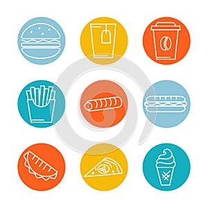 Vector fast food icons set