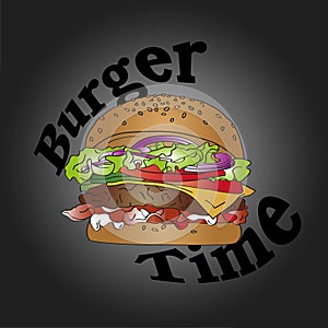 vector fast food illustration burger hamburger collor drawing