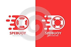 Vector fast lifebuoy logo combination. Unique lifeboat and digital logotype design template