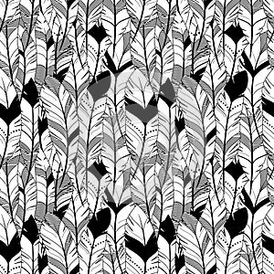 Vector Feather and Arrow Background Pattern - Seamless and Tileable