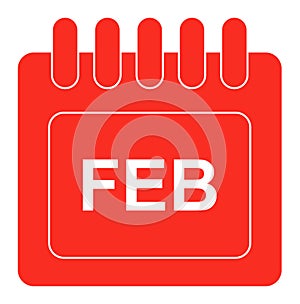 Vector february on monthly calendar red icon