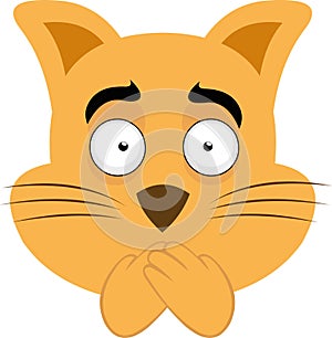 vector feline head hands covering mouth