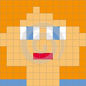 Vector female square pixel head