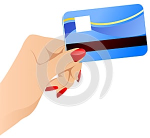 Vector females hand with credit card.