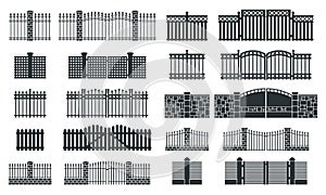 Vector fence silhouette set