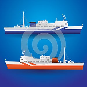 Vector ferry ship