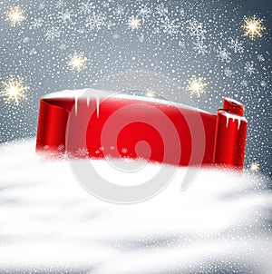 Vector festive background for Christmas and New Year with red ri