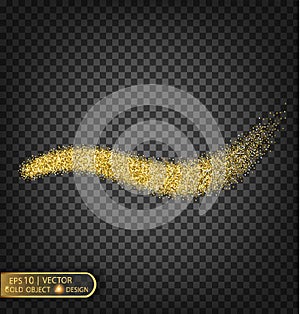 Vector festive illustration of falling shiny particles and stars isolated on transparent background.