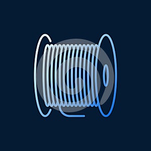 Vector fiber optic cable bobbin concept blue outline icon