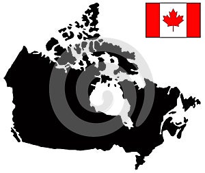 Canada map and flag - country in North America