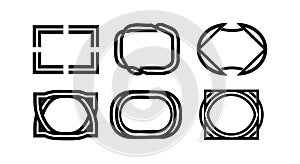 Abstract geometric frames set with rounded and angular corners for design decoration and creative borders vector collection