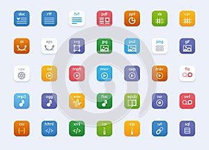 Vector file types icon set