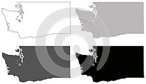 Washington State map - state in the Pacific Northwest region of the United States photo