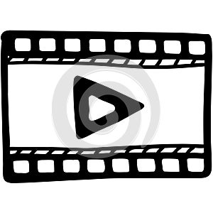 Vector Filmstrip with Play Button for Media and Multimedia Projects