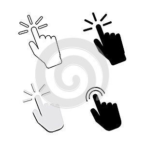 Vector finger cursor icon. The mouse cursor click pointer on the screen. Computer symbol of clicking on a web link