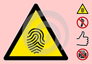 Vector Finger Print Warning Triangle Sign Icon