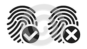 Vector fingerprint accepted and rejected icons