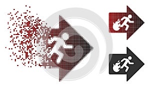 Broken Pixel Halftone Fire Exit Icon