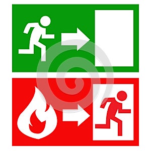 Vector fire exit signs