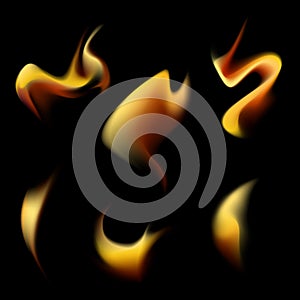 Vector fire. Fire tongues on a black background
