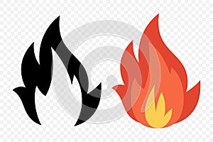 Vector Fire Flame Icon Set. Campfire Sign, Design Template. Bonfire, Isolated, Front View. Vector Illustration