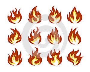 Vector Fire Flame Icon Set in Flat Style