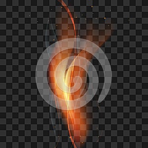 Vector fire flame smoke sparks on a transparent background