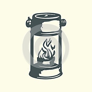 Vector Fire Icon Illustration with Flames and Fuel