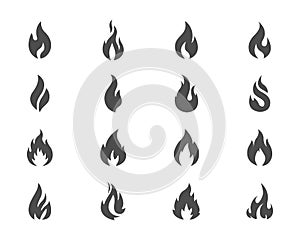 Vector fire icons set grey on white photo