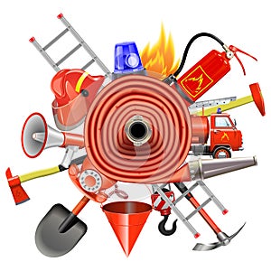 Vector Fire Prevention Concept with Firehose