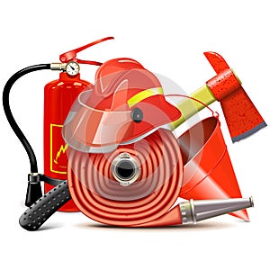 Vector Fire Prevention Equipment Concept photo