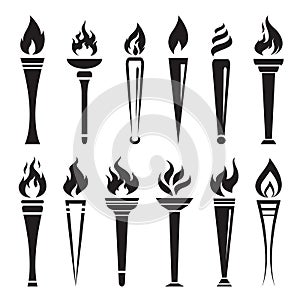 Vector of fire torch victory champion on white background. Flame