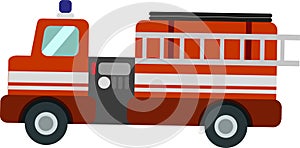 Vector Fire Truck on the White Blackground